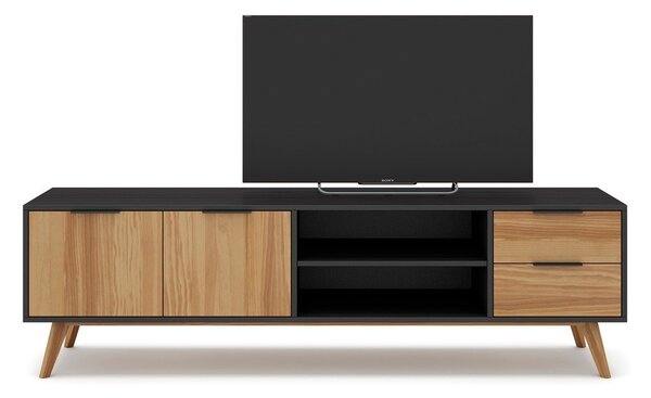 Črna/naravna TV omarica iz masivnega bora 180x53 cm Lavis – Marckeric
