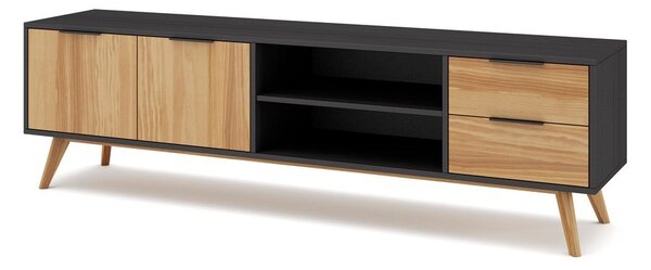 Črna/naravna TV omarica iz masivnega bora 180x53 cm Lavis – Marckeric