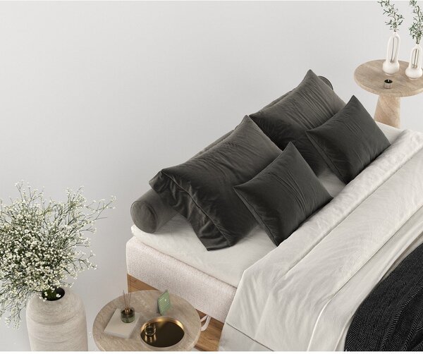 Boxspring postelja s prostorom za shranjevanje v bež in naravni postelji 180x200 cm Faro – Maison de Rêve