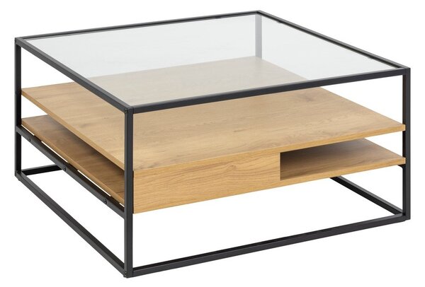 Mizica s stekleno mizno ploščo v naravni barvi 80x80 cm Randolf – Actona
