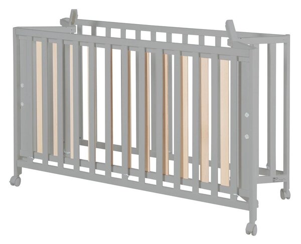 Siva zložljiva otroška posteljica na koleščkih 60x120 cm Fold up – Roba