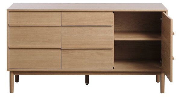 Nizka komoda v hrastovem dekorju 75x140 cm Ponza – Unique Furniture