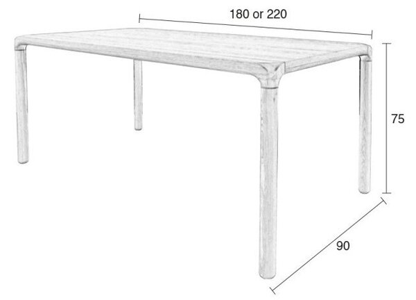 Jedilna miza v jesenovem dekorju 90x220 cm Storm – Zuiver