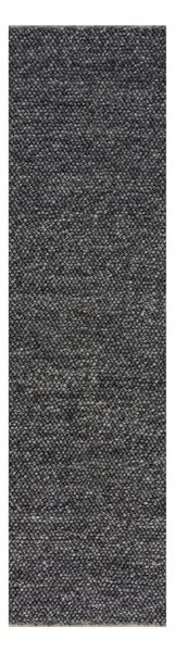 Temno siv ročno tkan tekač iz mešanice volne 60x230 cm Minerals – Flair Rugs