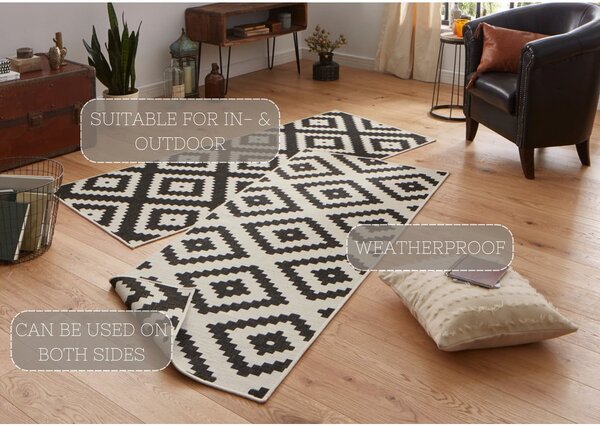 Črno-bež zunanja preproga NORTHRUGS Malta, 80 x 250 cm
