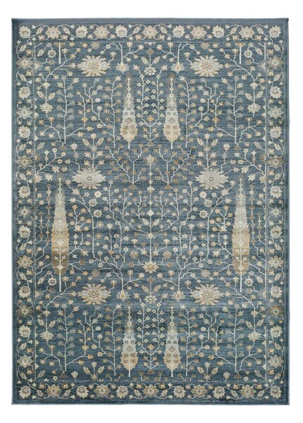 Modra preproga iz viskoze Universal Vintage Flowers, 120 x 170 cm