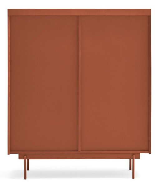 Opečnato oranžna/naravna visoka komoda v hrastovem dekorju 100x120 cm Otto – Teulat