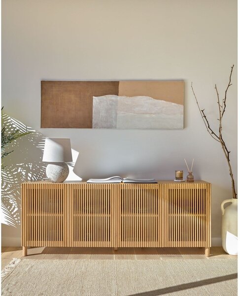 Nizka komoda v hrastovem dekorju v naravni barvi 180x72 cm Beyla – Kave Home