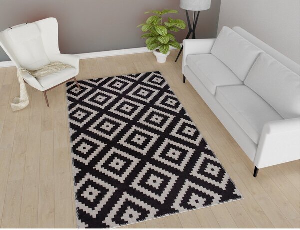 Črna pralna preproga 150x80 cm - Vitaus