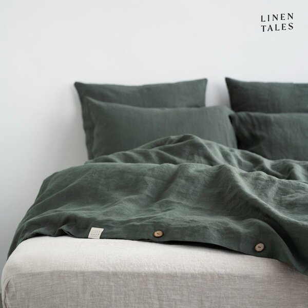 Temno zelena lanena posteljnina 140x200 cm – Linen Tales