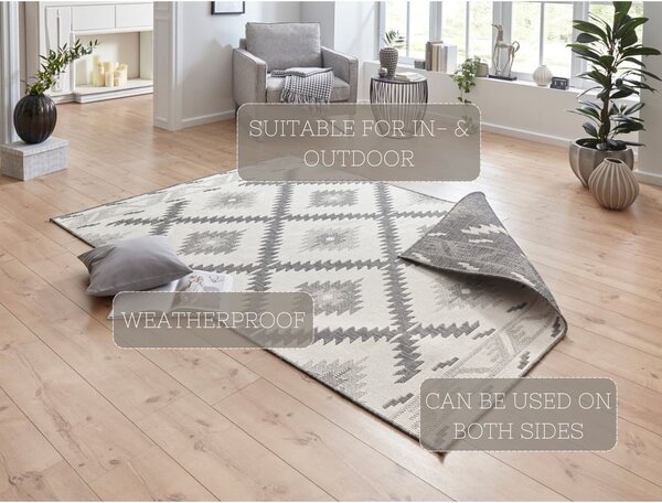 Sivo-krem zunanja preproga NORTHRUGS Malibu, 170 x 120 cm