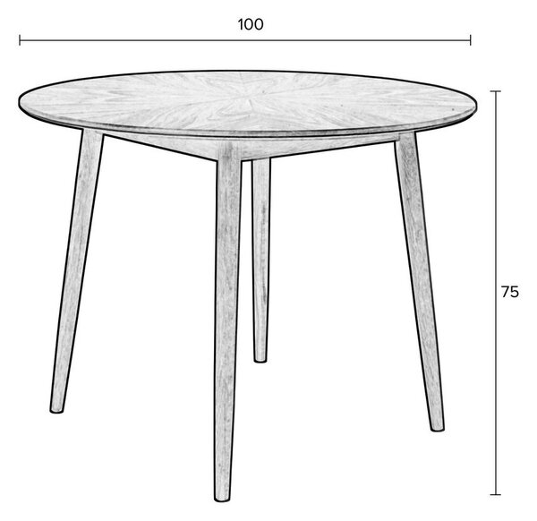 Okrogla jedilna miza z mizno ploščo v hrastovem dekorju ø 100 cm Fabio – White Label