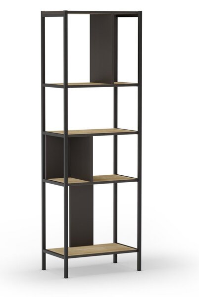Črn/naraven regal v hrastovem dekorju 58x175 cm Alabama – Marckeric
