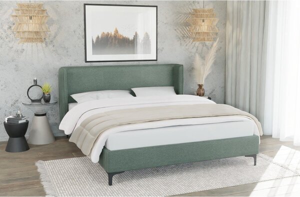 Zelena oblazinjena zakonska postelja z letvenim dnom 180x200 cm Basti – Ropez