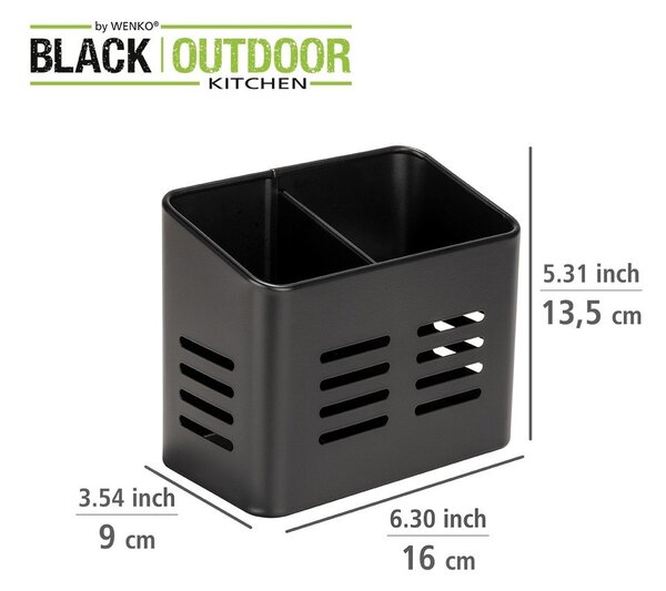 Črno stojalo za jedilni pribor Wenko Black Outdoor Kitchen Baco