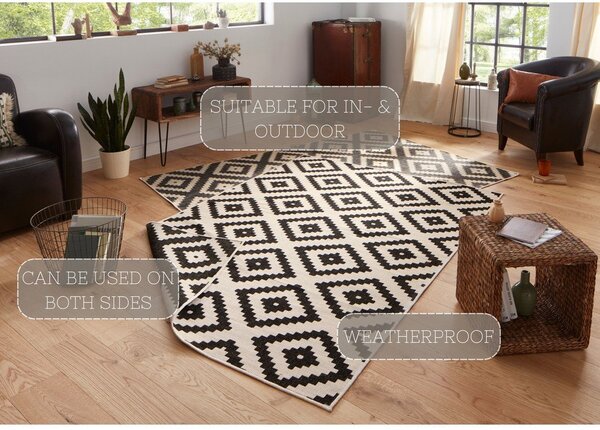 Črno-kremasta zunanja preproga NORTHRUGS Malta, 80 x 150 cm