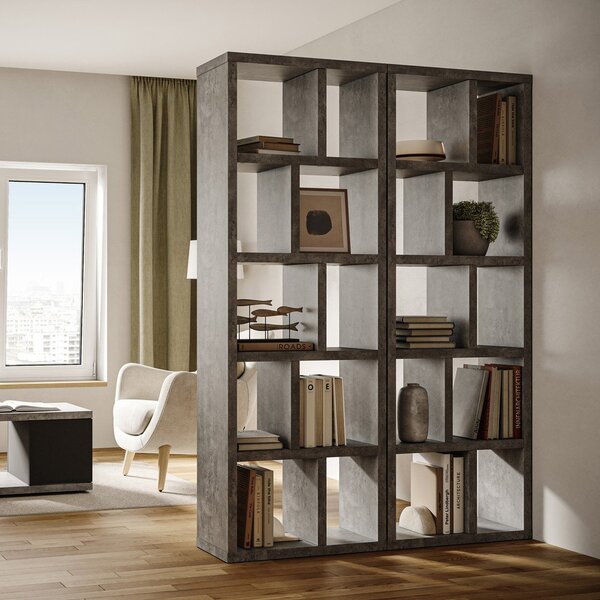 Siv regal v betonskem dekorju 70x198 cm Berlin – TemaHome