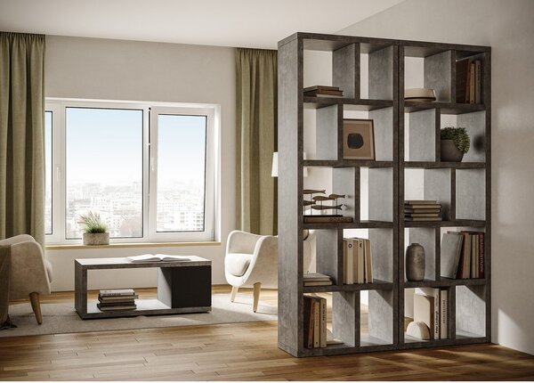 Siv regal v betonskem dekorju 70x198 cm Berlin – TemaHome