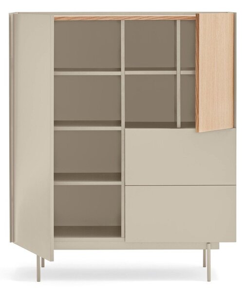 Bež/naravna visoka komoda v hrastovem dekorju 100x120 cm Otto – Teulat