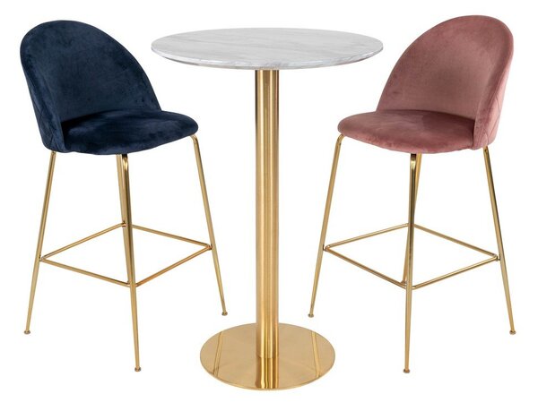 Okrogla barska miza z mizno ploščo v marmornem dekorju ø 70 cm Bolzano – House Nordic