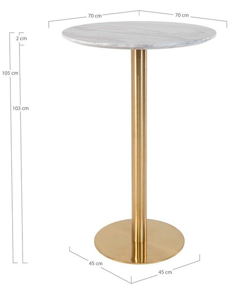 Okrogla barska miza z mizno ploščo v marmornem dekorju ø 70 cm Bolzano – House Nordic