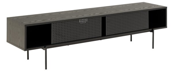 Črna TV omarica v jesenovem dekorju 180x44,5 cm Angus – Actona