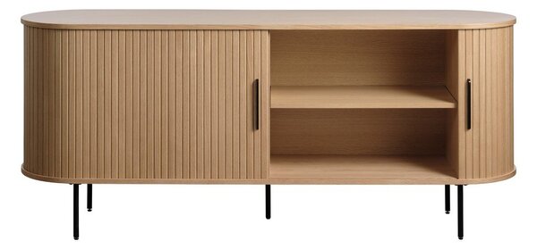Nizka komoda v hrastovem dekorju z drsnimi vrati v naravni barvi 76x180 cm Nola – Unique Furniture