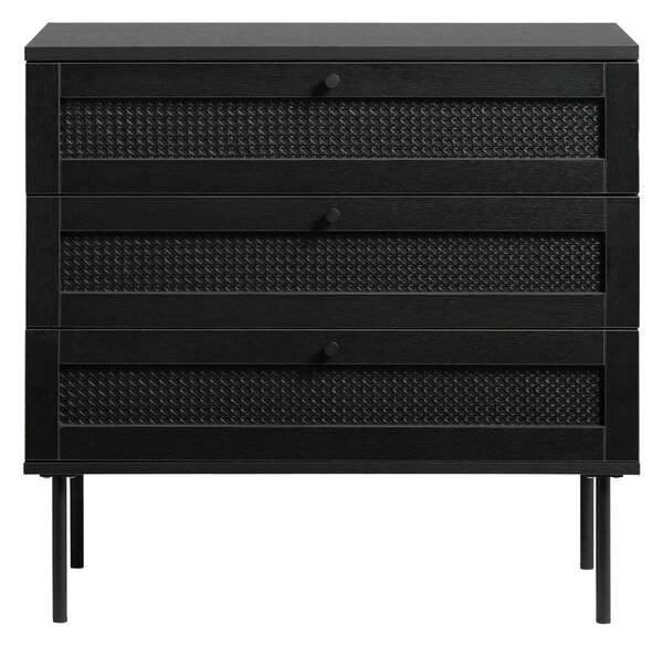 Črna nizka komoda v hrastovem dekorju 80x75 cm Pensacola – Unique Furniture
