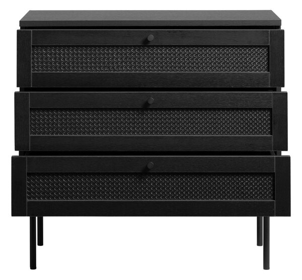 Črna nizka komoda v hrastovem dekorju 80x75 cm Pensacola – Unique Furniture