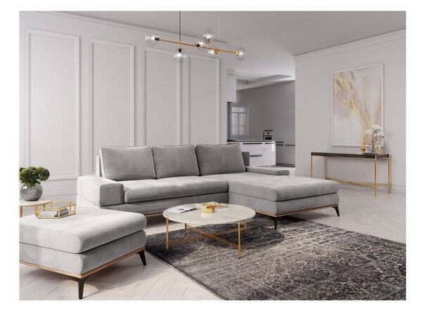 Svetlo siva Windsor & Co Sofas Planet raztegljiv kavč, desni kot