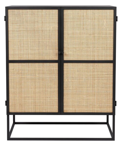 Visoka komoda iz črnega ratana 80x100 cm Guuji - White Label