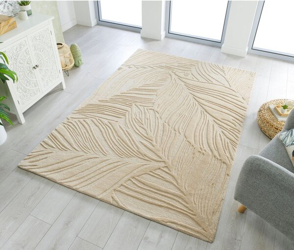 Bež volnena preproga Flair Rugs Lino Leaf, 120 x 170 cm