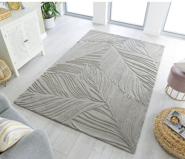Svetlo siva volnena preproga 200x290 cm Lino Leaf - Flair Rugs