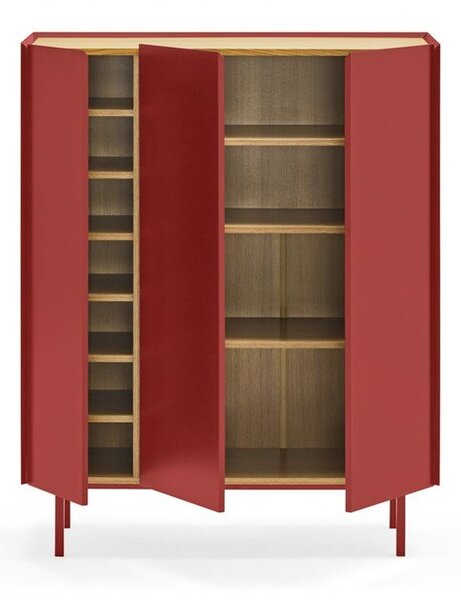 Rdeča visoka komoda v hrastovem dekorju 95x120 cm Arista – Teulat