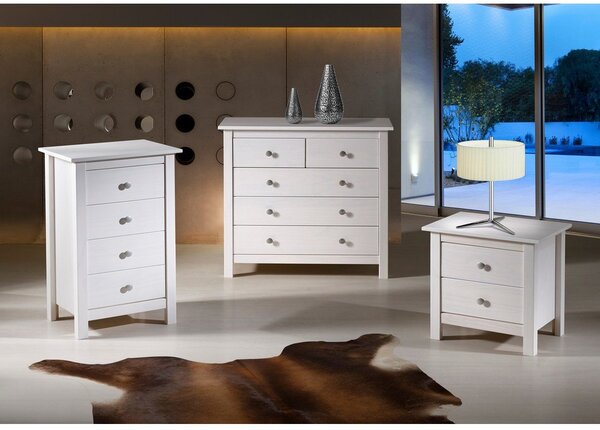 Bela visoka komoda iz masivnega bora 79x80 cm Berna – Marckeric