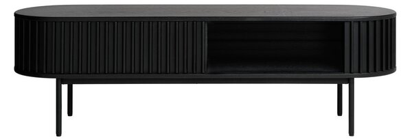 Črna TV omarica v hrastovem dekorju 48x160 cm Siena – Unique Furniture