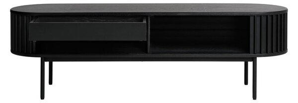 Črna TV omarica v hrastovem dekorju 48x160 cm Siena – Unique Furniture