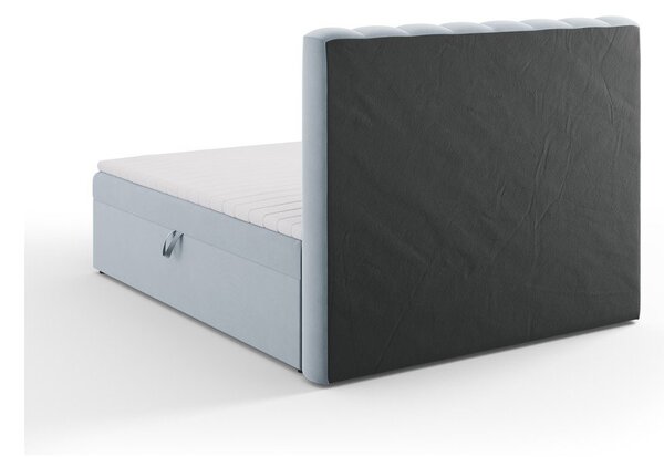 Svetlo modra boxspring postelja s prostorom za shranjevanje 160x200 cm Gina – Milo Casa
