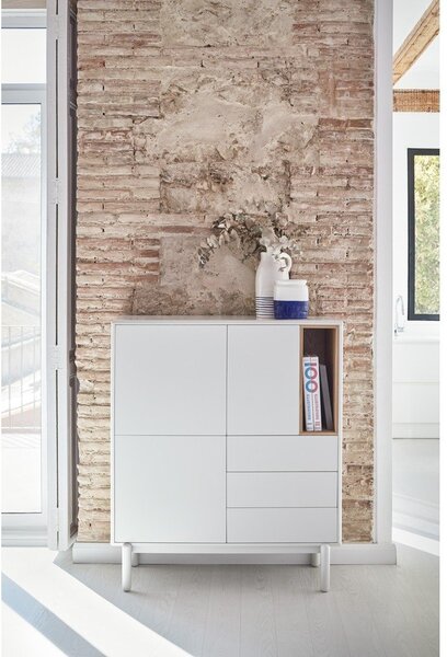 Kremno bela komoda 100x120x40 cm Corvo – Teulat