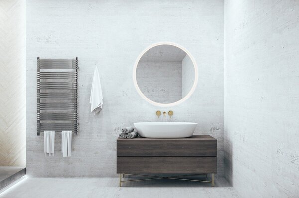 Stensko ogledalo z lučjo ø 60 cm Aurora – Mirrors and More