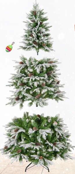 190 cm visoko osvetljeno božično drevo, zasneženo praznično drevo z zgibno konstrukcijo