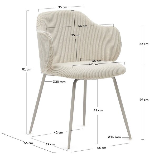 Bež oblazinjeni jedilni stoli v kompletu 2 ks Yunia – Kave Home