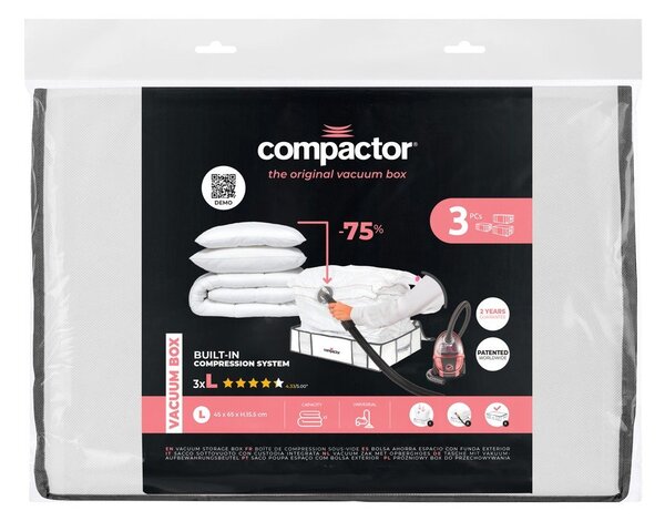 Vakuumske/ojačane tekstilne škatle za shranjevanje oblačil v kompletu 3 ks 45x65x15,5 cm Life – Compactor