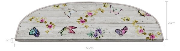 Kremno beli komplet preprog za stopnice 16 ks 20x65 cm Butterfly Life – Vitaus