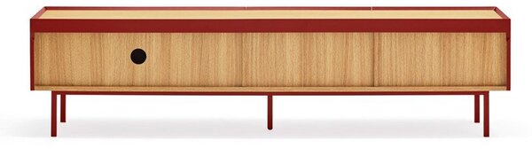 Rdeča TV omarica v hrastovem dekorju 180x45 cm Arista – Teulat