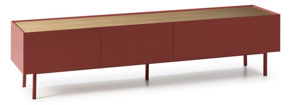 Rdeča TV omarica v hrastovem dekorju 180x45 cm Arista – Teulat