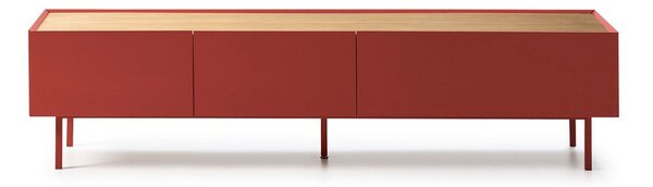 Rdeča TV omarica v hrastovem dekorju 180x45 cm Arista – Teulat