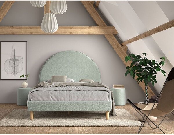 Zelena oblazinjena postelja z letvenim dnom 140x200 cm MOON – Vipack