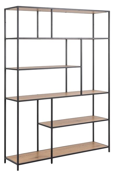 Črn regal v hrastovem dekorju 135x185 cm Seaford – Actona