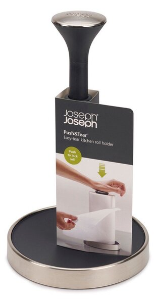 Črno stojalo za papirnatne brisače Joseph Joseph Push´n´Tear